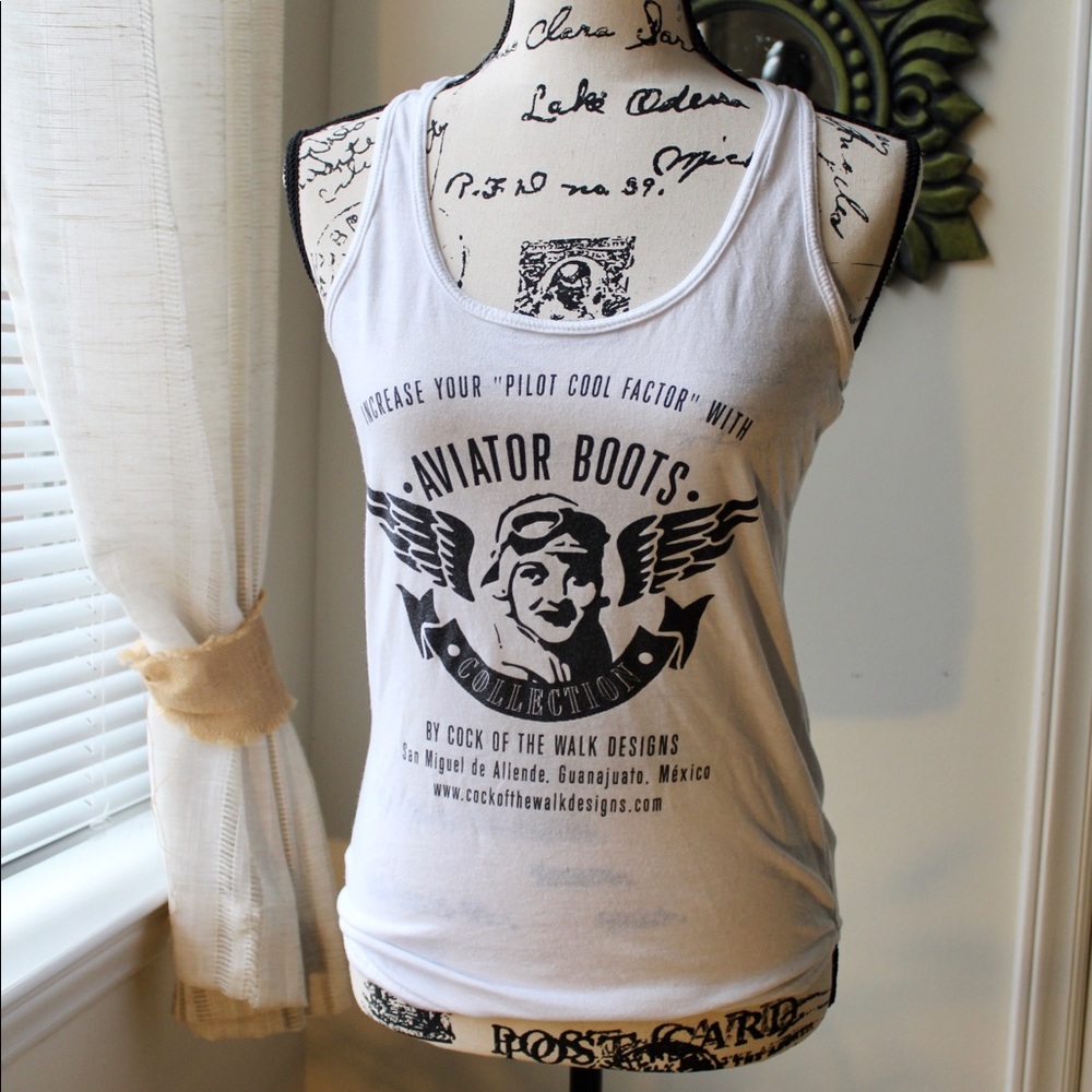 ✈️✈️White and Black aviator boots racerback top